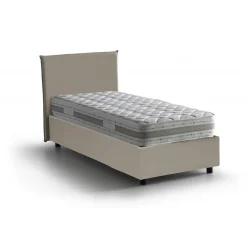 Letto una piazza contenitore tortora 105x205cm rivestimento in ecopelle - Bernarda