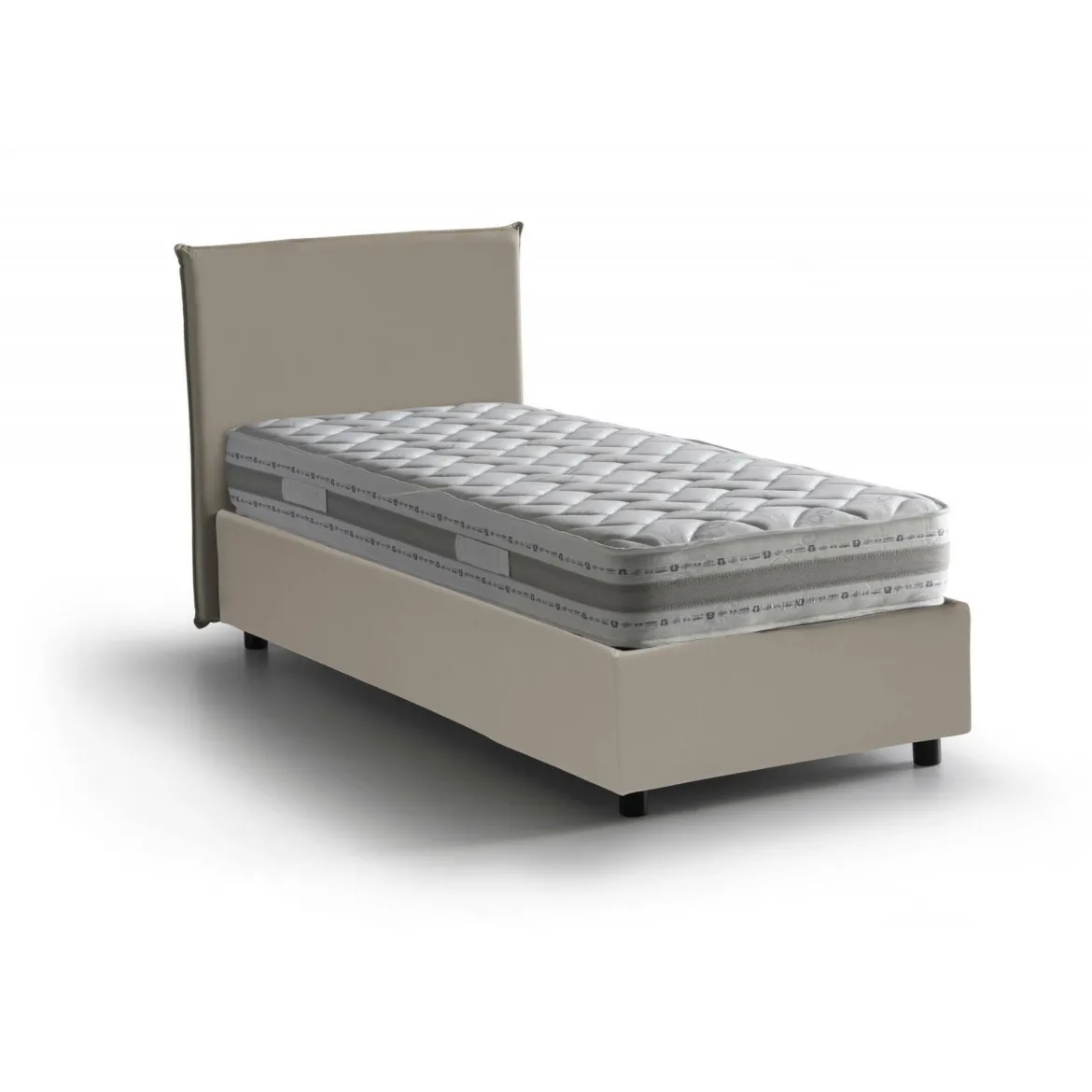 Letto una piazza contenitore tortora 105x205cm rivestimento in tessuto - Animal