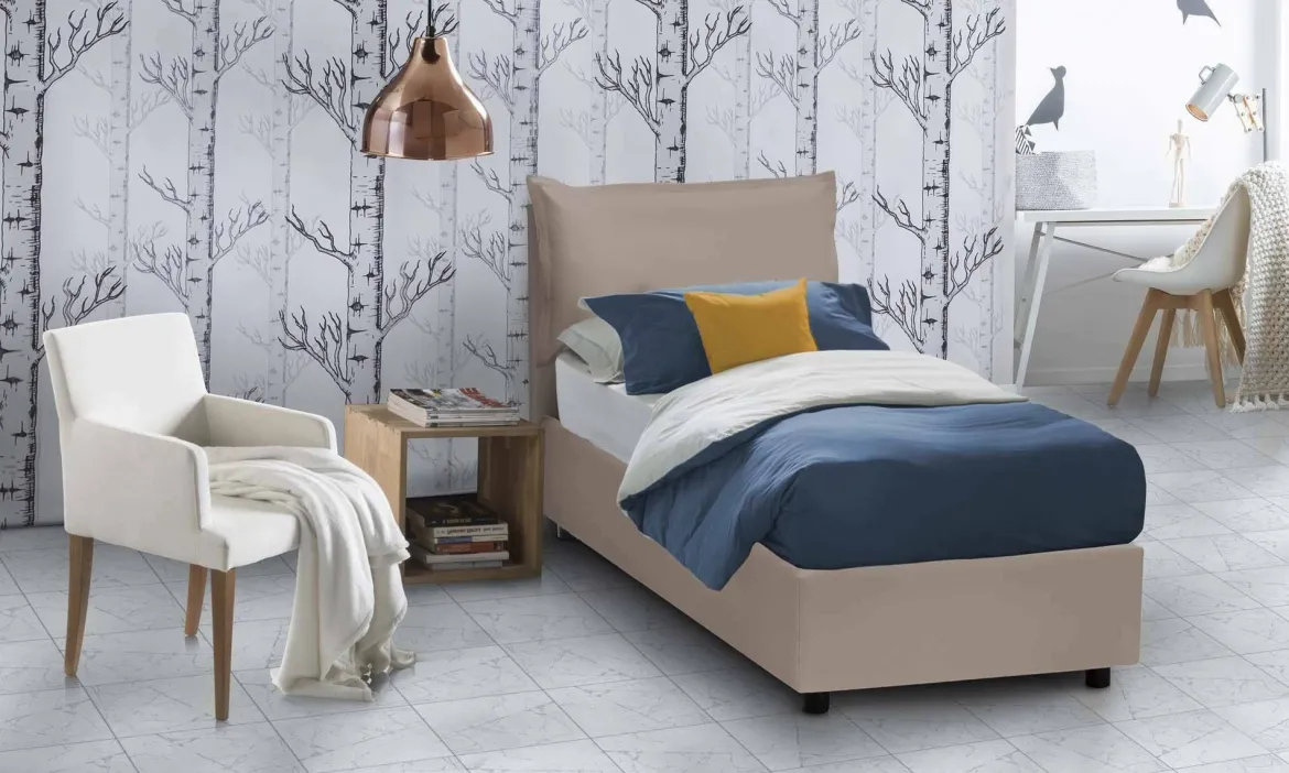 Letto una piazza contenitore tortora 105x215cm comodo - Assoreta