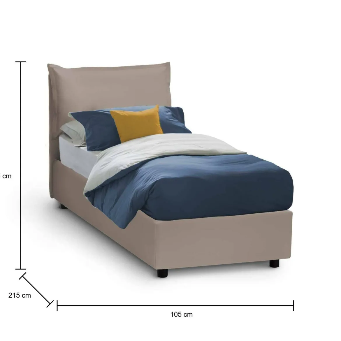 Letto una piazza contenitore tortora 105x215cm comodo - Assoreta