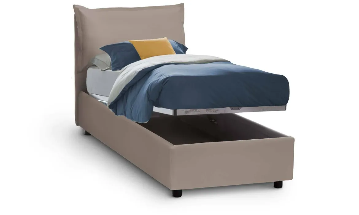 Letto una piazza contenitore tortora 105x215cm comodo - Assoreta