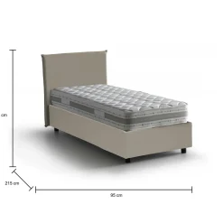 Letto una piazza contenitore tortora 95x215cm elegante - Ancara