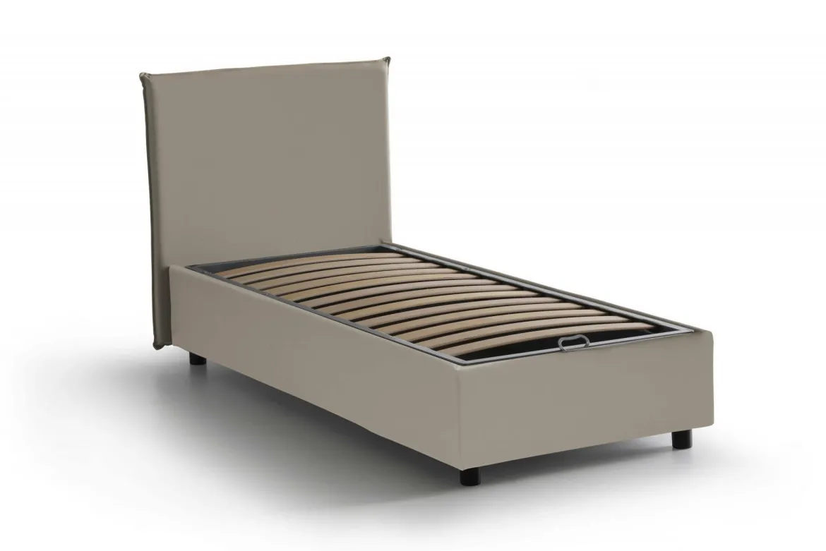 Letto una piazza contenitore tortora 95x215cm elegante - Ancara