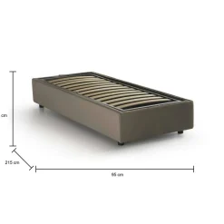 Letto una piazza contenitore tortora 95x215cm moderno - Ava