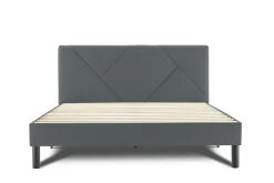 Letto una Piazza e Mezza 120x190 cm Imbottito Moderno Grigio con Rete a Doghe e Vano Testiera Salvaspazio 129x204x100h – Hemera