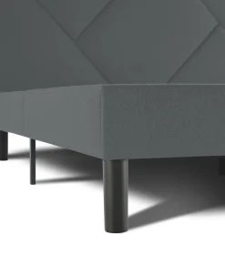 Letto una Piazza e Mezza 120x190 cm Imbottito Moderno Grigio con Rete a Doghe e Vano Testiera Salvaspazio 129x204x100h – Hemera