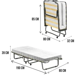 Letto una piazza pieghevole 190x80cm bianco - Ace