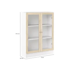 Libreria 2 ante bianca e quercia 79x107h cm - Amphan