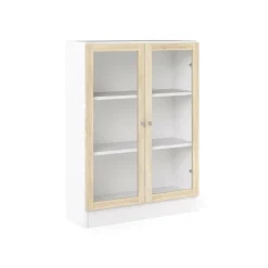 Libreria 2 ante bianca e quercia 79x107h cm - Amphan