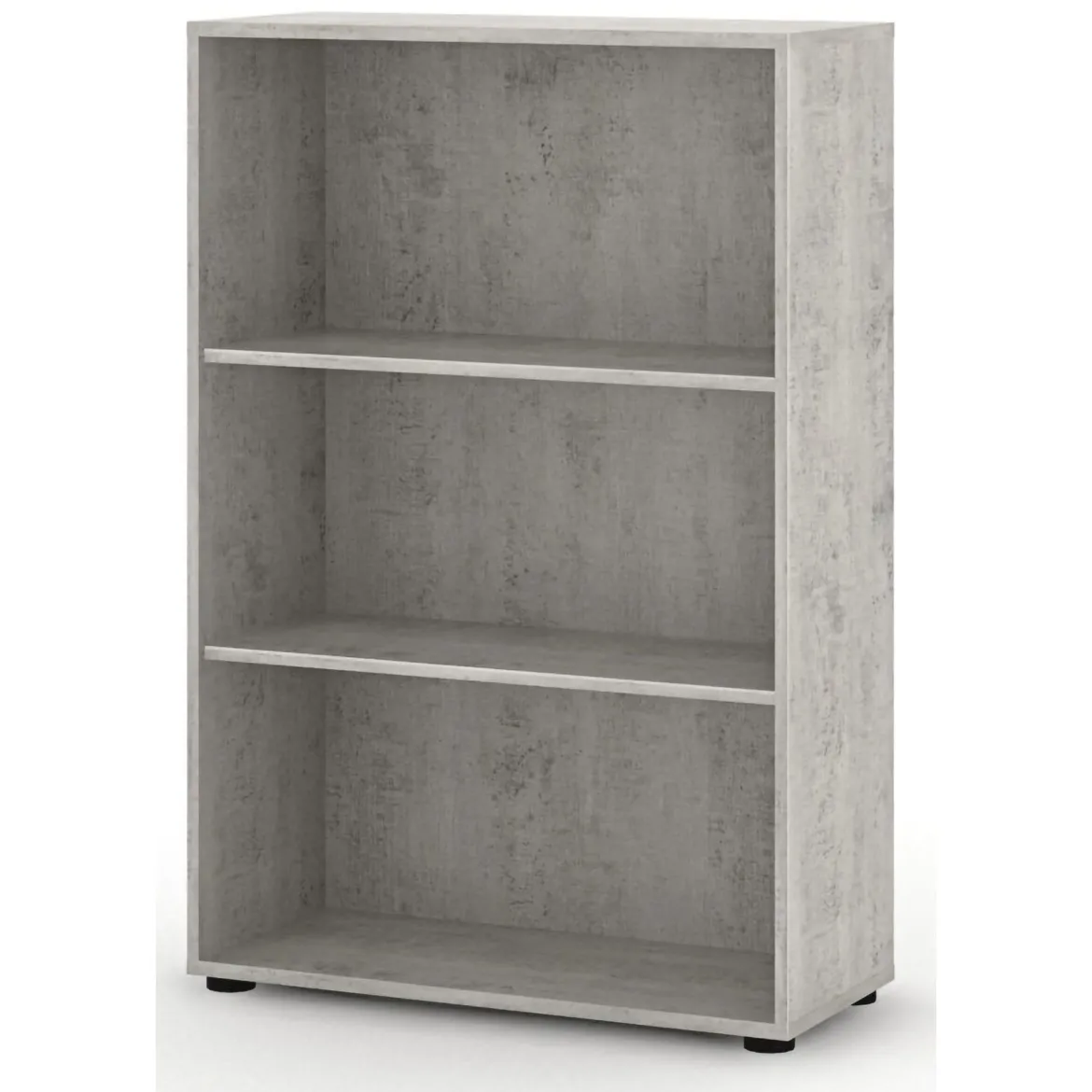 Libreria Bianco Grigio Cemento 4 Ripiani Installazione a Terra 79x34x118h cm, Sfumatura Colore Struttura Cemento - Leporano