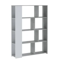 Libreria Bianco Grigio Cemento 9 Ripiani Installazione a Terra 93x28x142h cm, Sfumatura Colore Struttura Cemento - Budrio