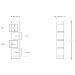 Libreria Bianco Marrone Rovere 4 Ripiani Installazione Libera 64x24x150h cm, Sfumatura Colore Struttura Rovere - Equo