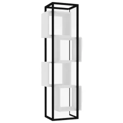 Libreria Bianco Marrone Rovere 4 Ripiani Installazione Libera 64x24x150h cm, Sfumatura Colore Struttura Rovere - Equo