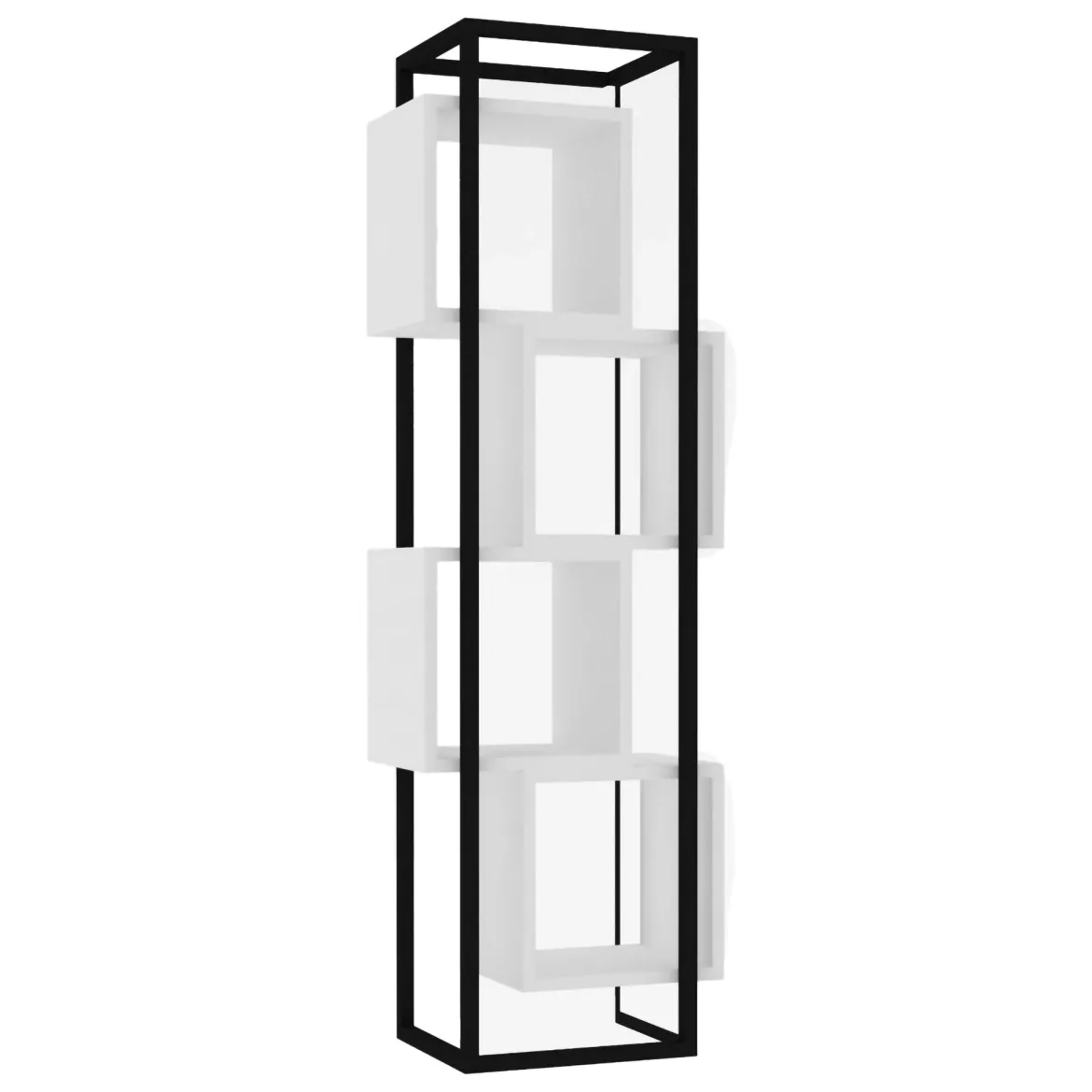 Libreria Bianco Marrone Rovere 4 Ripiani Installazione Libera 64x24x150h cm, Sfumatura Colore Struttura Rovere - Equo