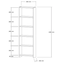 Libreria Bianco 5 Ripiani Installazione Libera 80x32x180h cm, Struttura Verticale - Vas