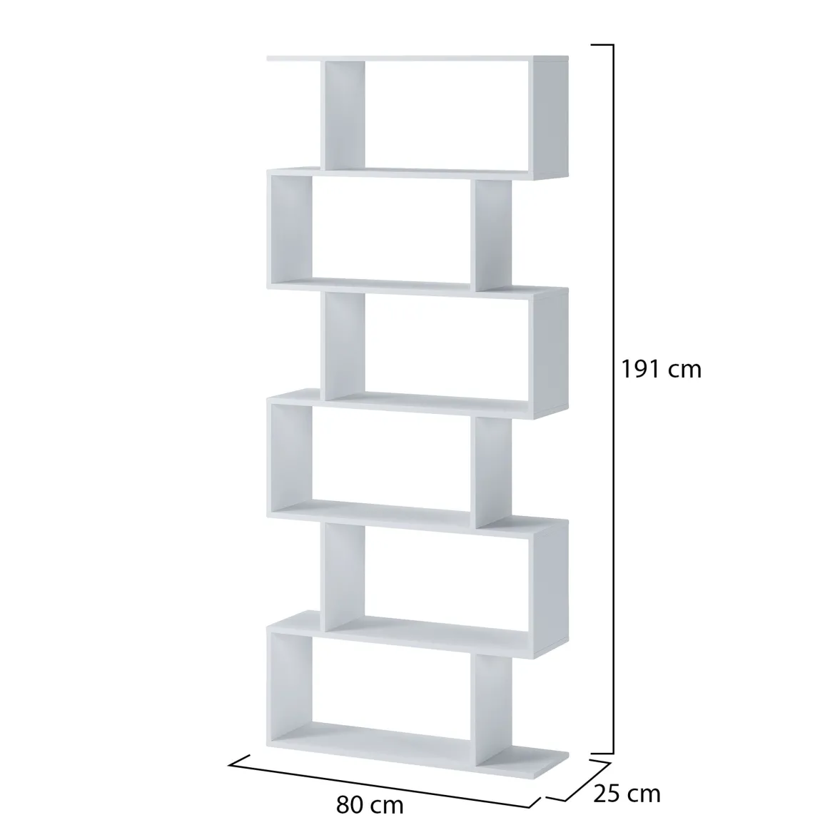 Libreria Bianco 5 Ripiani Installazione a Terra 80x25x191h cm, Portata Ripiani 15 - Clisi