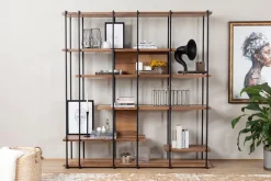 Libreria Marrone Noce Nero 5 Ripiani Installazione Libera 34x34x173h cm, Sfumatura Colore Struttura Noce - Schiavon