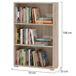 Libreria Marrone Rovere Grigio 3 Ripiani Installazione a Terra 70x24.5x142h cm, Sfumatura Colore Struttura Rovere Grigio - Prisco