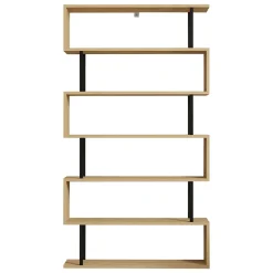 Libreria Marrone Rovere Nero 5 Ripiani Installazione Libera 90x34x180h cm, Sfumatura Colore Struttura Rovere - Mongiana