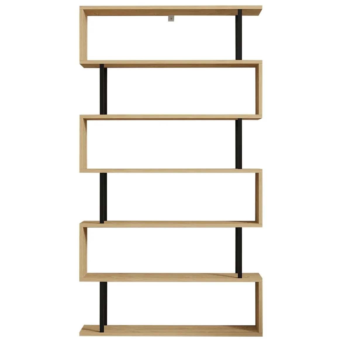 Libreria Marrone Rovere Nero 5 Ripiani Installazione Libera 90x34x180h cm, Sfumatura Colore Struttura Rovere - Mongiana