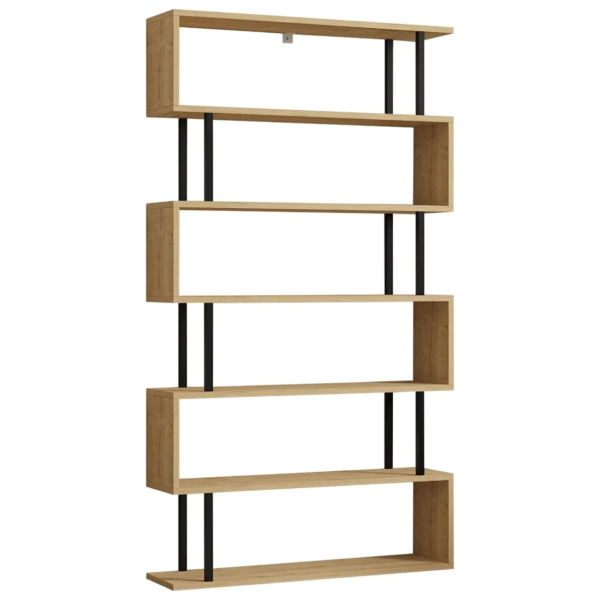Libreria Marrone Rovere Nero 5 Ripiani Installazione Libera 90x34x180h cm, Sfumatura Colore Struttura Rovere - Mongiana