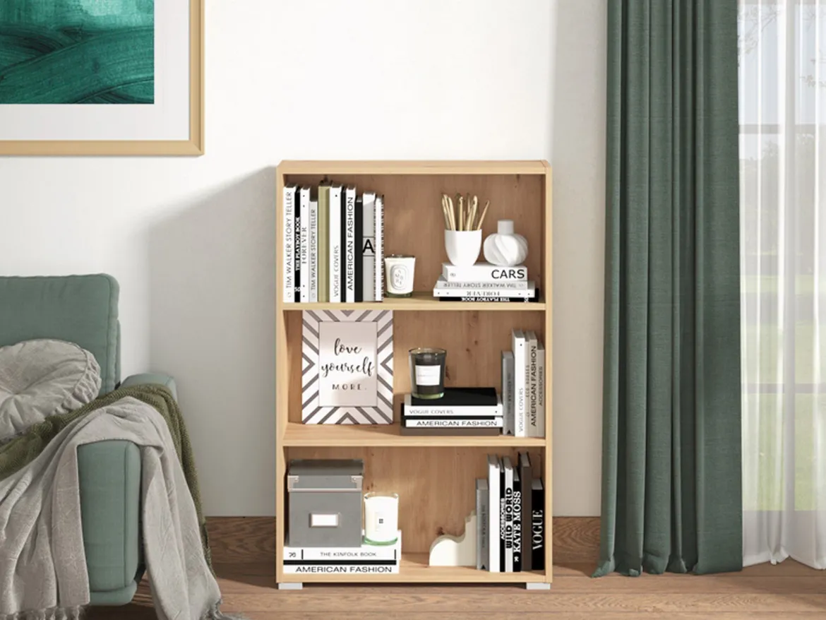 Libreria Marrone Rovere Nodi 3 Ripiani Installazione a Terra 70x24.5x142h cm, Sfumatura Colore Struttura Rovere Nodi - Prisco