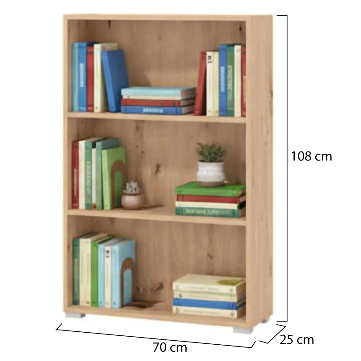 Libreria Marrone Rovere Nodi 3 Ripiani Installazione a Terra 70x24.5x142h cm, Sfumatura Colore Struttura Rovere Nodi - Prisco