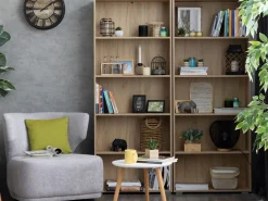 Libreria Marrone Rovere Nodi Nero 3 Ripiani Installazione a Terra, Sospesa 50x28x137.5h cm, Colore Struttura Nero - Cimolais