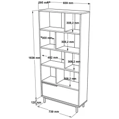 Libreria Marrone Rovere 8 Ripiani Un'anta 84x30x176h cm, Installazione Libera - Seneghe