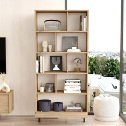 Libreria Marrone Rovere 8 Ripiani Un'anta 84x30x176h cm, Installazione Libera - Seneghe