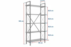 Libreria 5 ripiani beige e nera 90x180h cm - Suriel
