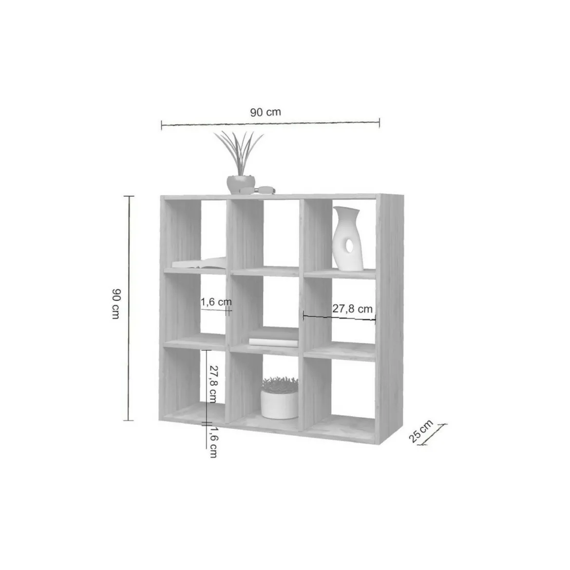 Libreria 6 ripiani rovere 90x90h cm - Acquaro