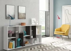 Libreria salvaspazio bianca e quercia 40x107h cm - Goring