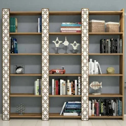 Libreria salvaspazio noce e bianca 184x170h cm - Vele