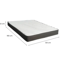 Materasso Piazza e Mezza Bianco Grigio Grado Rigidità Medio 190x120x22h cm, Misura Rete Compatibile 120x190 cm - Lombarda