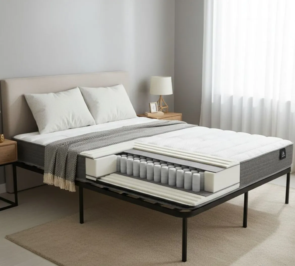 Materasso Piazza e Mezza Bianco Grigio Grado Rigidità Medio 190x120x22h cm, Misura Rete Compatibile 120x190 cm - Lombarda