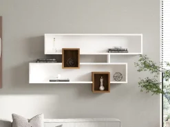 Mensola Bianco Marrone Rovere 8 Ripiani Colore Struttura Marrone 54x20x108h cm, Sfumatura Colore Struttura Rovere - Cupello