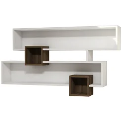 Mensola Bianco Marrone Rovere 8 Ripiani Colore Struttura Marrone 54x20x108h cm, Sfumatura Colore Struttura Rovere - Cupello