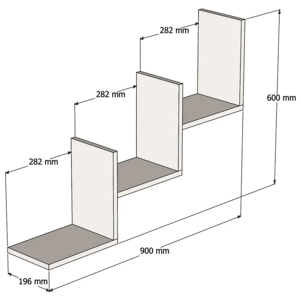 Mensola Bianco 3 Ripiani 98x20x72h cm, - Malgrate