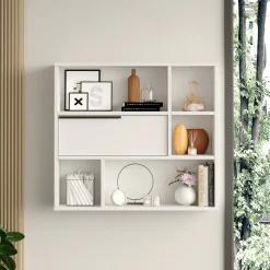 Mensola Bianco 5 Ripiani 90x22x81h cm, - Coeli