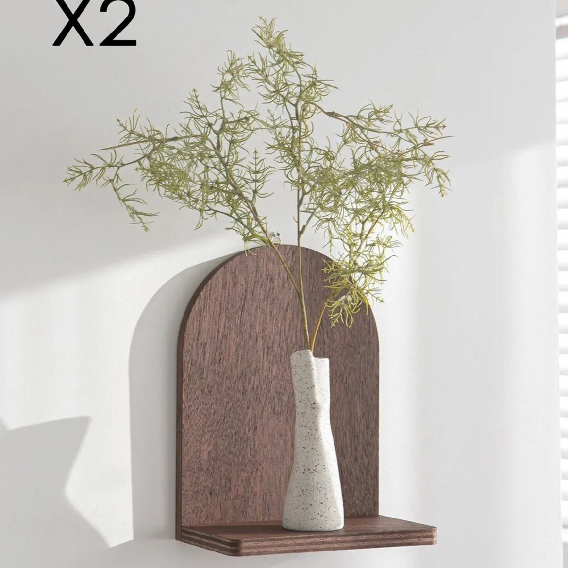 Mensola Marrone Naturale 2 Ripiani Sfumatura Colore Struttura Naturale 33x10x26h cm, - Berria