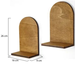 Mensola Marrone Naturale 2 Ripiani Sfumatura Colore Struttura Naturale 33x10x26h cm, - Berria
