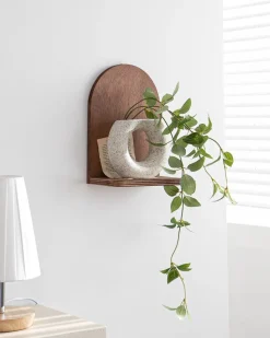 Mensola Marrone Naturale 2 Ripiani Sfumatura Colore Struttura Naturale 33x10x26h cm, - Berria
