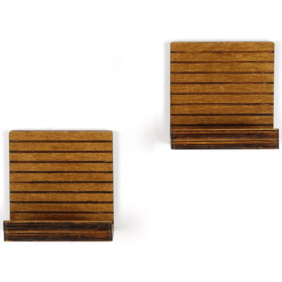 Mensola Marrone Naturale 2 Ripiani set da 2 13x7x13h cm, Sfumatura Colore Struttura Naturale - Soglio