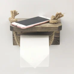 Mensola Marrone Naturale un Ripiano in Legno di Abete, Fatto a Mano 17x10x10h cm, Portata Ripiani 7 - Gattico