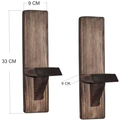 Mensola Marrone Noce 2 Ripiani Fatto a Mano, in Legno di Abete 60x14x60h cm, Sfumatura Colore Struttura Noce - Origgio