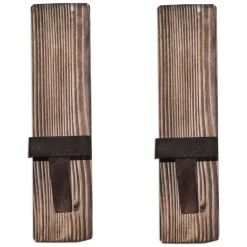 Mensola Marrone Noce 2 Ripiani Fatto a Mano, in Legno di Abete 60x14x60h cm, Sfumatura Colore Struttura Noce - Origgio
