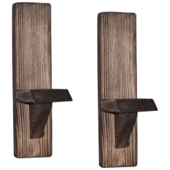 Mensola Marrone Noce 2 Ripiani Fatto a Mano, in Legno di Abete 60x14x60h cm, Sfumatura Colore Struttura Noce - Origgio