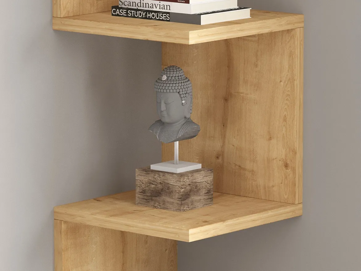 Mensola Marrone Rovere 3 Ripiani Sfumatura Colore Struttura Rovere 105x25x25h cm, - Budoni