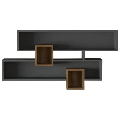 Mensola Nero Antracite Marrone Rovere 8 Ripiani Colore Struttura Marrone 54x20x108h cm, Sfumatura Colore Struttura Antracite - Cupello
